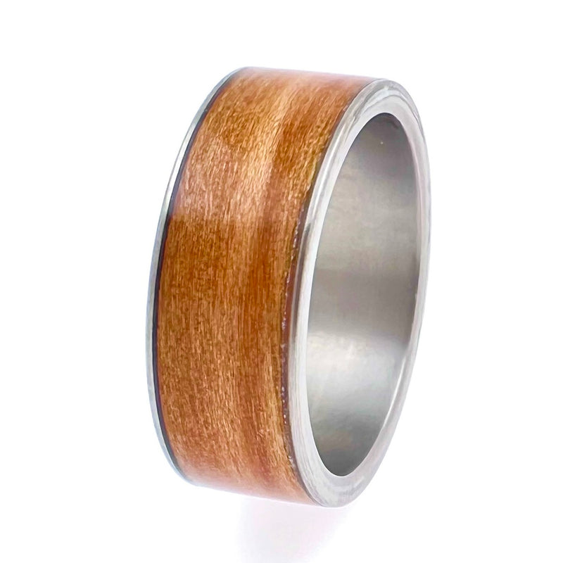 Titanium Ring with Walnut - IN STOCK - Size Q 1/2