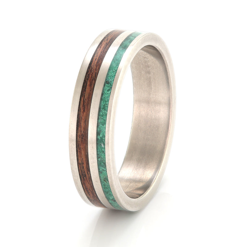 Titanium with Indian Rosewood & Malachite - IN STOCK - Size M 1/2