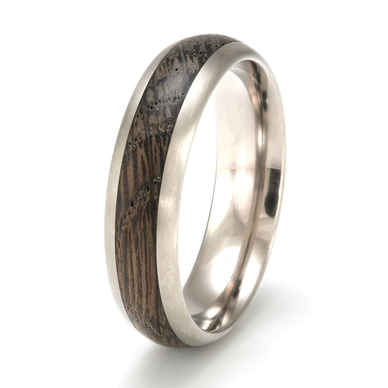 Titanium Ring with Oak - IN STOCK - Size Z+5
