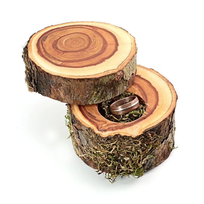 Single Apple Wood Ring Box by Eco Wood Rings