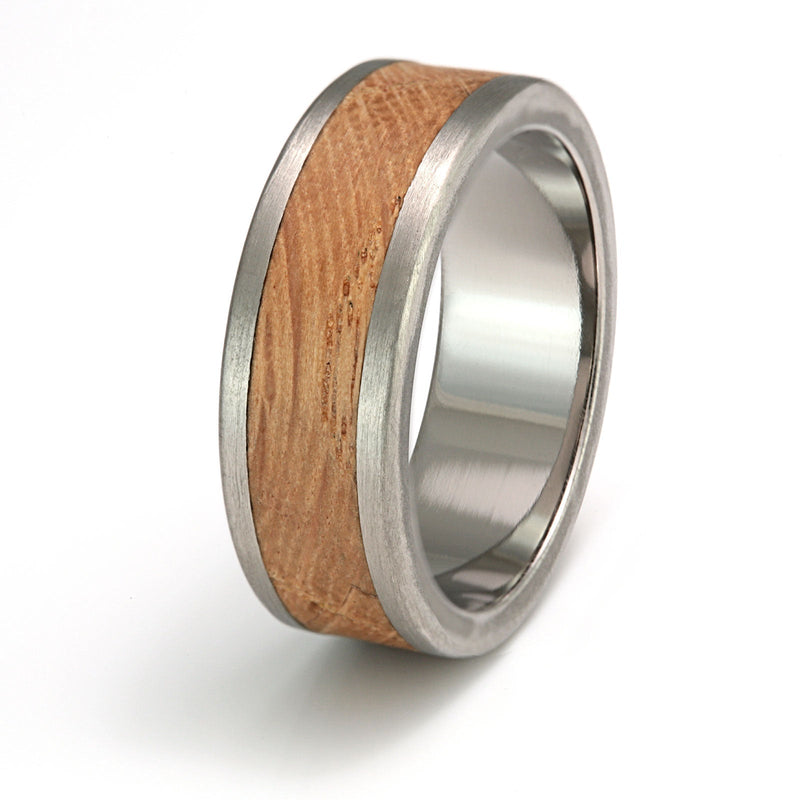 Titanium Ring 8mm Flat with Wood Inlay 1 by Eco Wood Rings