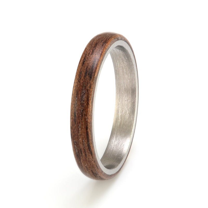 Walnut Ring 3mm with Titanium by Eco Wood Rings