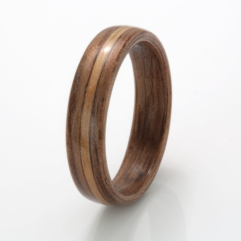Walnut Ring 5mm with Oak by Eco Wood Rings