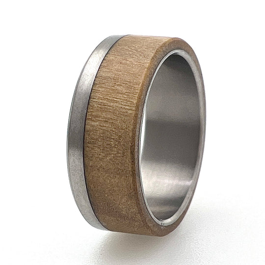 Titanium 8mm with Olive Wood - IN STOCK - Size Q