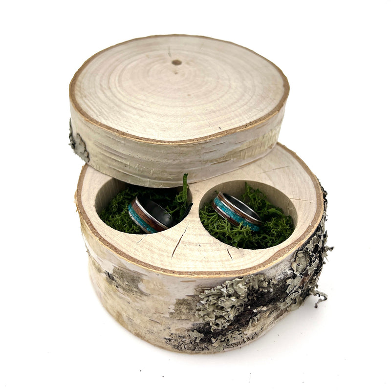 Double Birch Wood Ring Box