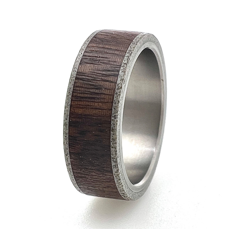 Titanium Ring 7mm with Concrete & Wood
