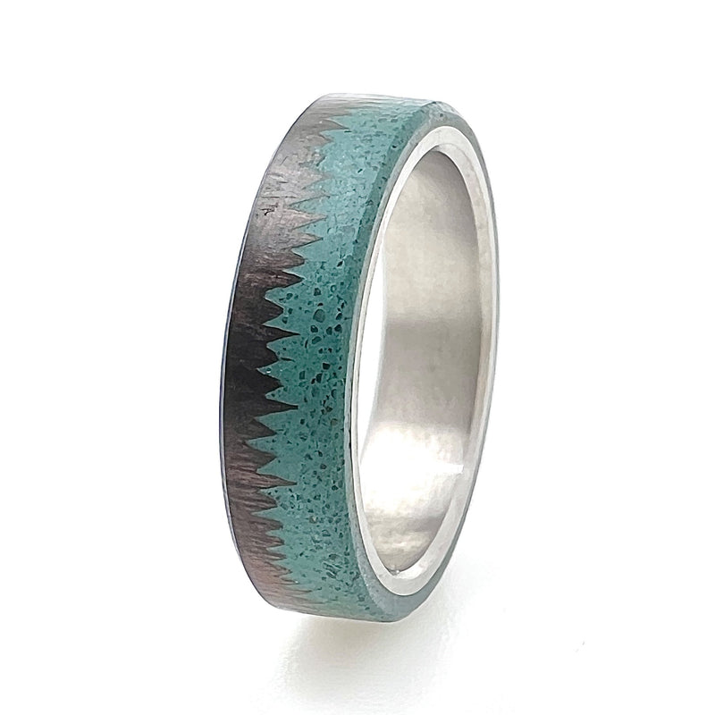 Wood Ring 5mm with Green Concrete & Titanium