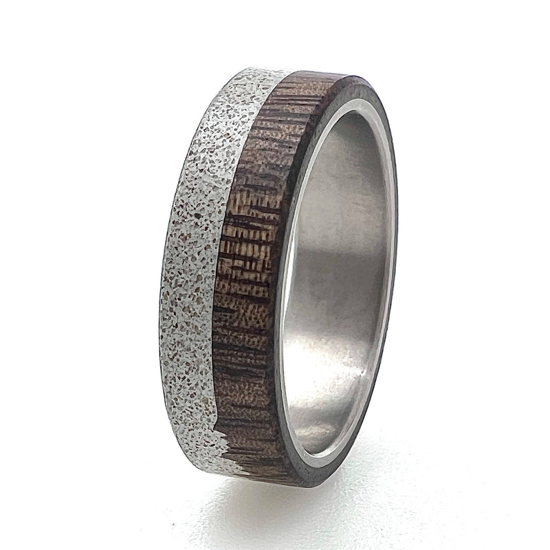 Wrder Rings Men's Wooden Wedding Ring with Concrete & Titanium