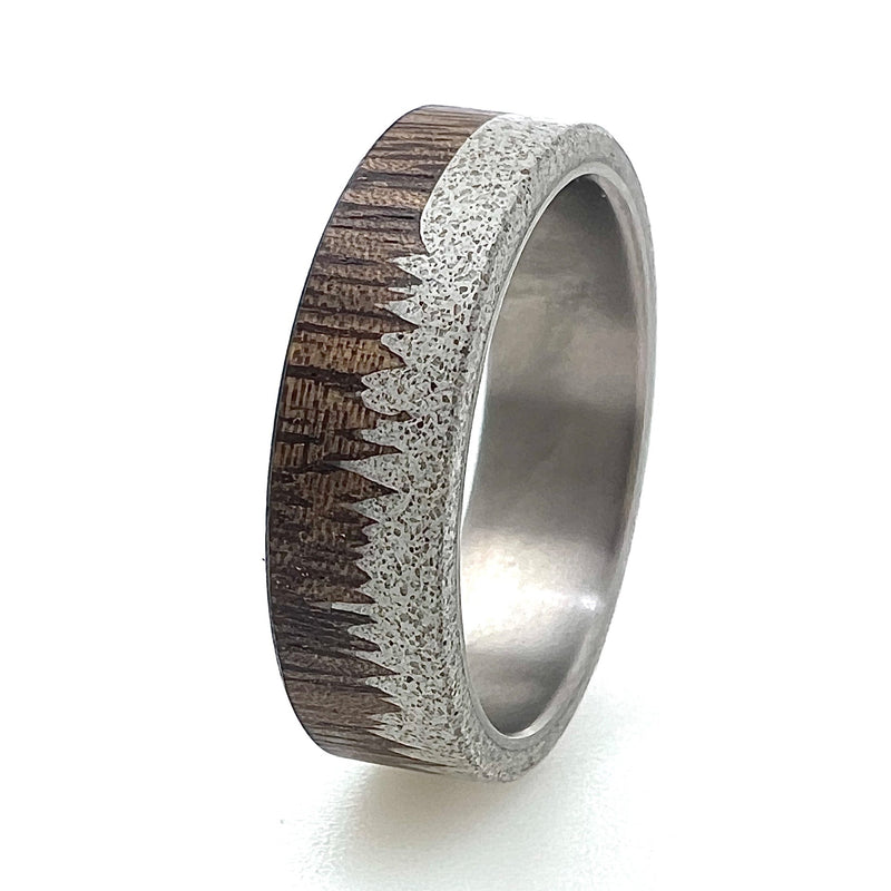 Wrder Rings Men's Wooden Wedding Ring with Concrete & Titanium