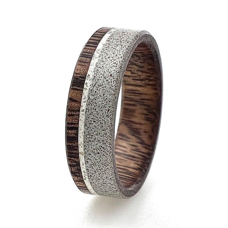 Wood Ring 6mm with Concrete & Marble