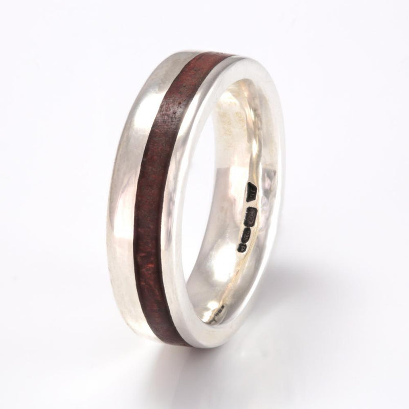 Silver with Jarrah - IN STOCK - Size M 1-2 by Eco Wood Rings