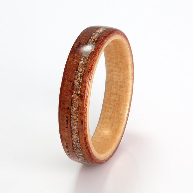 Queensland Red Cedar with Hoop Pine & Sand - IN STOCK - Size K by Eco Wood Rings