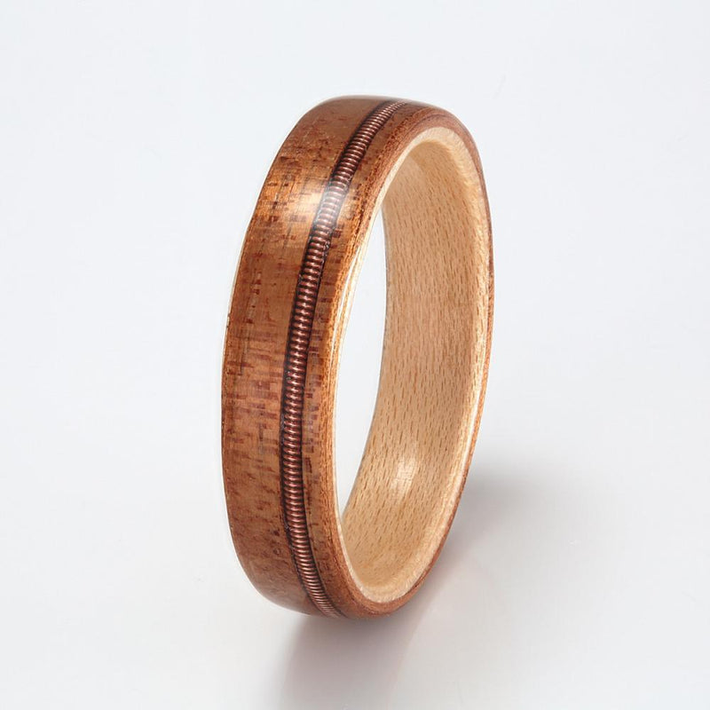 Koa with Maple & Guitar String - IN STOCK - Size V by Eco Wood Rings