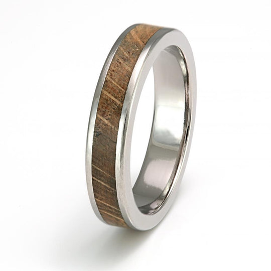 Titanium with Oak 5mm Flat - IN STOCK - Size Q1-2