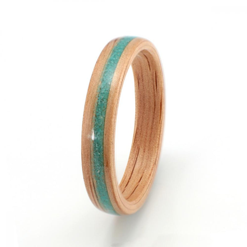 Oak with Turquoise - IN STOCK - Size R by Eco Wood Rings