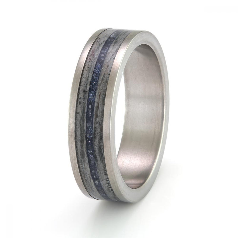 Titanium with Greyed Oak & Cairo Night - IN STOCK - Size S by Eco Wood Rings