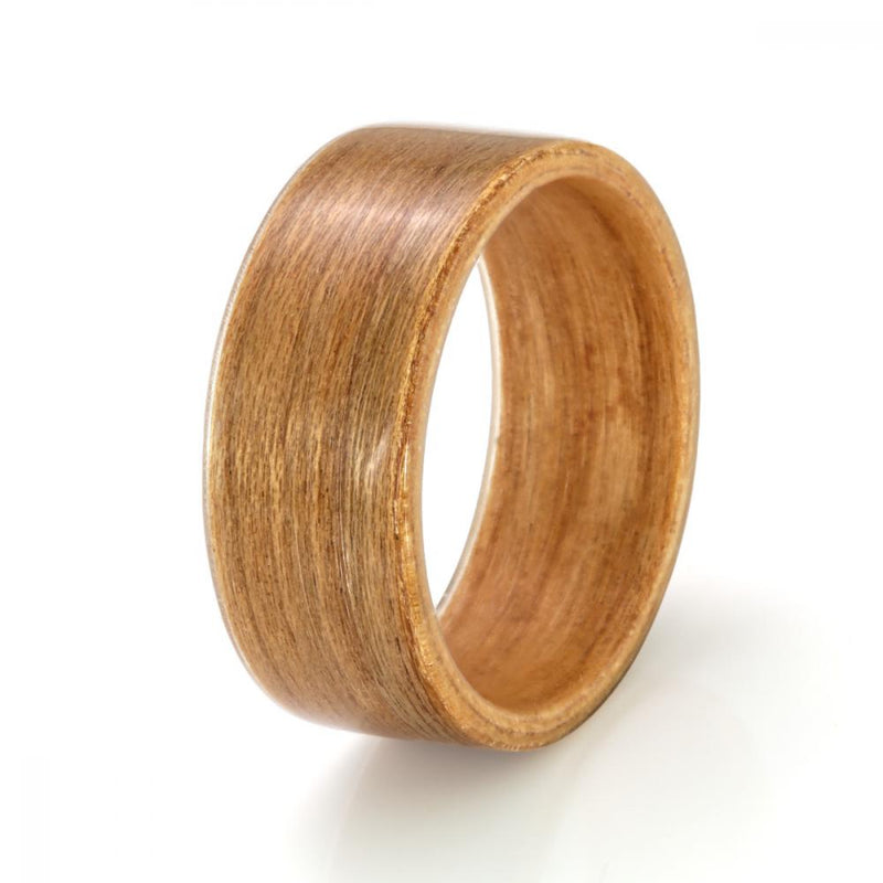 Plain wooden ring | 8mm wide bentwood ring handmade from cherry wood | Size Q | by Eco Wood Rings UK