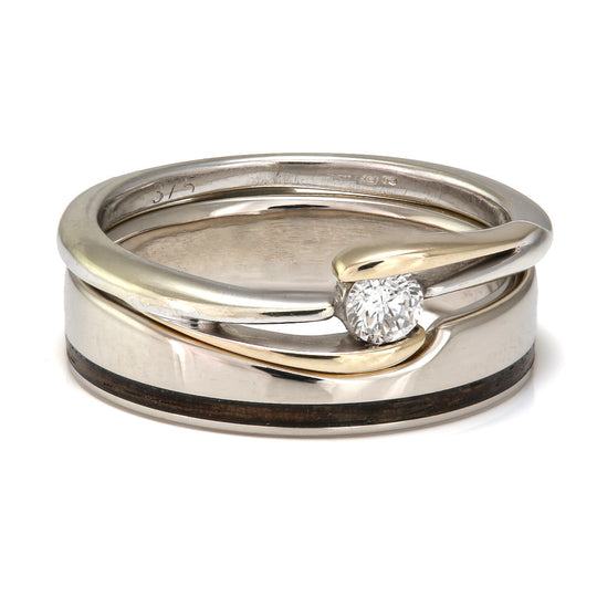 9ct White Gold with Rosewood