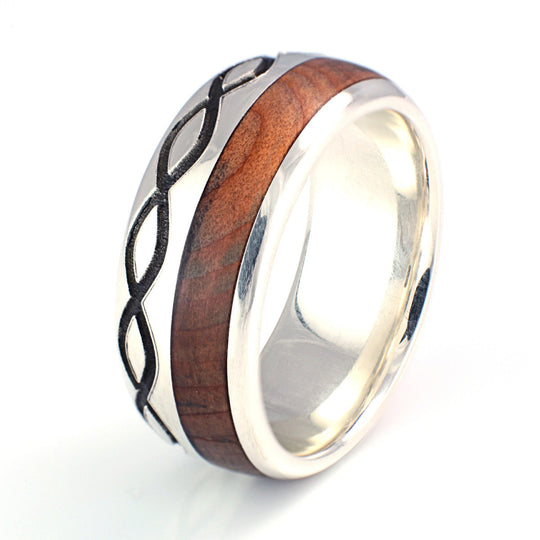 9ct White Gold with Yew & Infinity Engraving