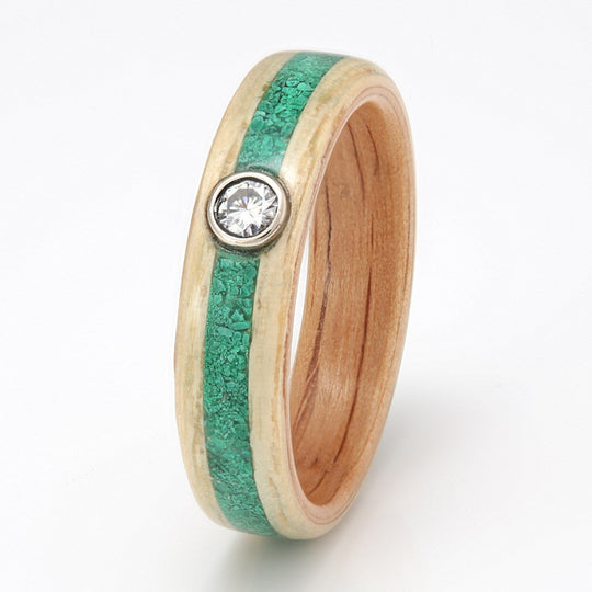 Ash with Oak, Malachite & Moissanite