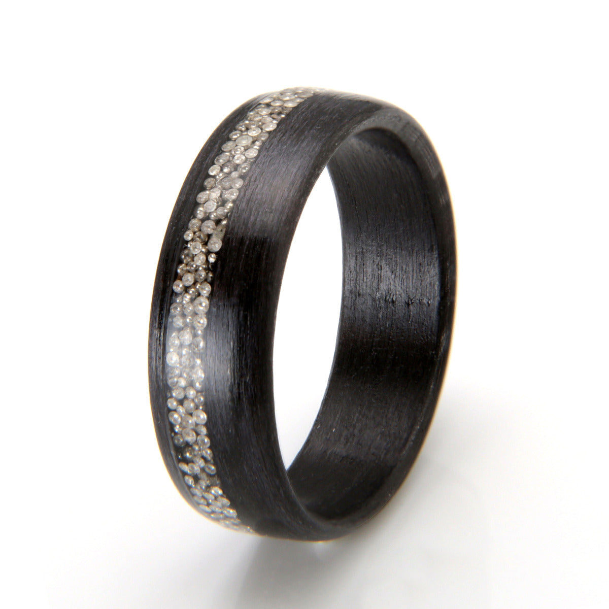 Eco Wood Rings UK | Black Birch with Silver Beading