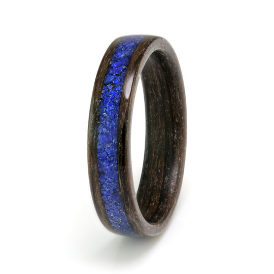 Bogwood Ring 4mm with Lapis Lazuli