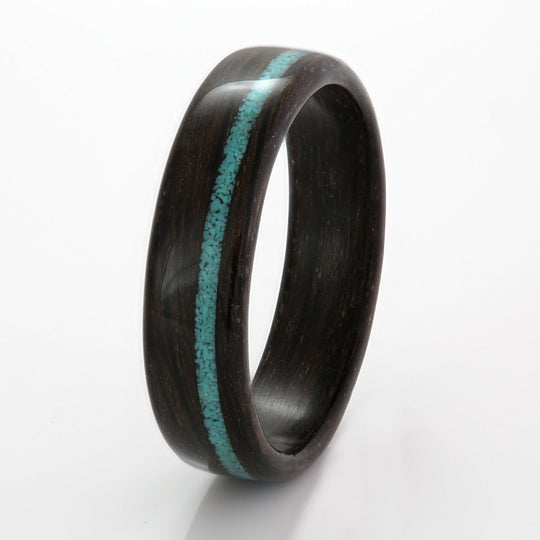 Bogwood Ring 6mm with Turquoise