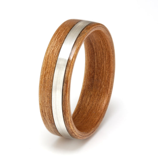 Cherry Wood Ring 6mm with Silver