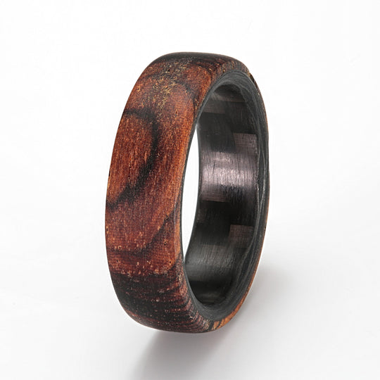 Cocobolo Ring 6mm with Carbon Fibre