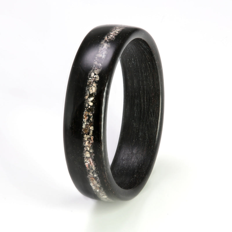 Ebony Ring 5mm with Garnet & Moonstone by Eco Wood Rings