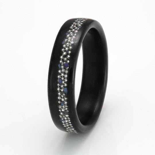 Ebony with Silver Beading & Amethyst