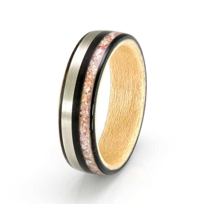 Ebony with Maple, White Gold & Mixed Inlay by Eco Wood Rings