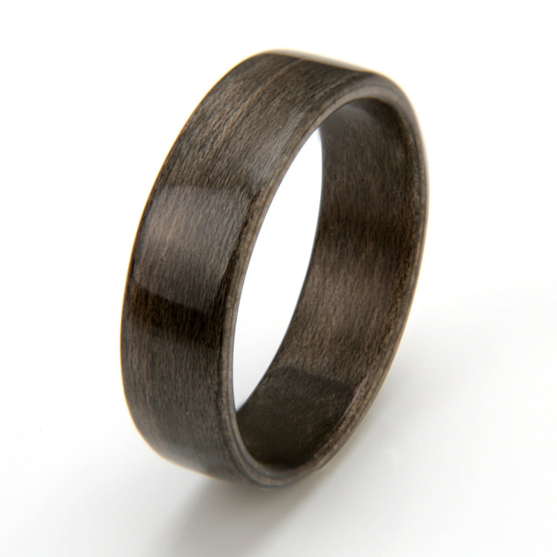 Minimalist wedding ring | Greyed maple wooden ring | 6mm wide | by Eco Wood Rings UK