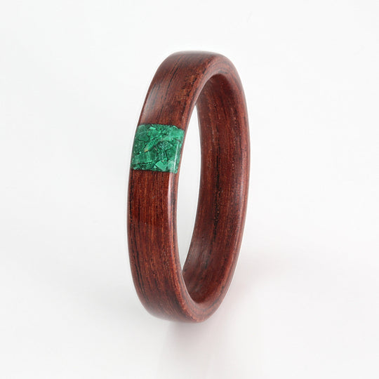 Honduras Rosewood Ring 4mm with Malachite