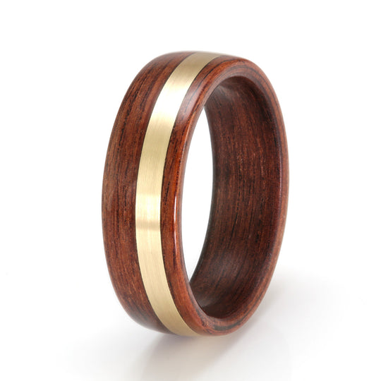 Honduras Rosewood Ring 6mm with Yellow Gold