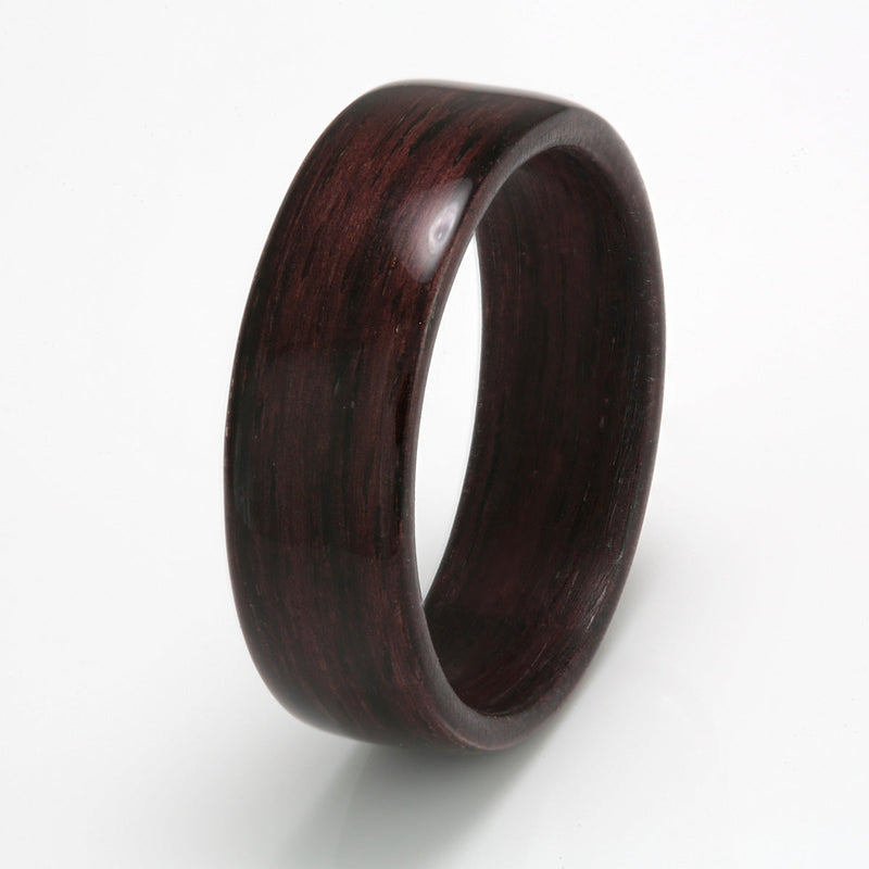 Simple wedding ring for men | 8mm wide Indian rosewood bentwood ring 8mm | by Eco Wood Rings UK | Hand made alternative ring