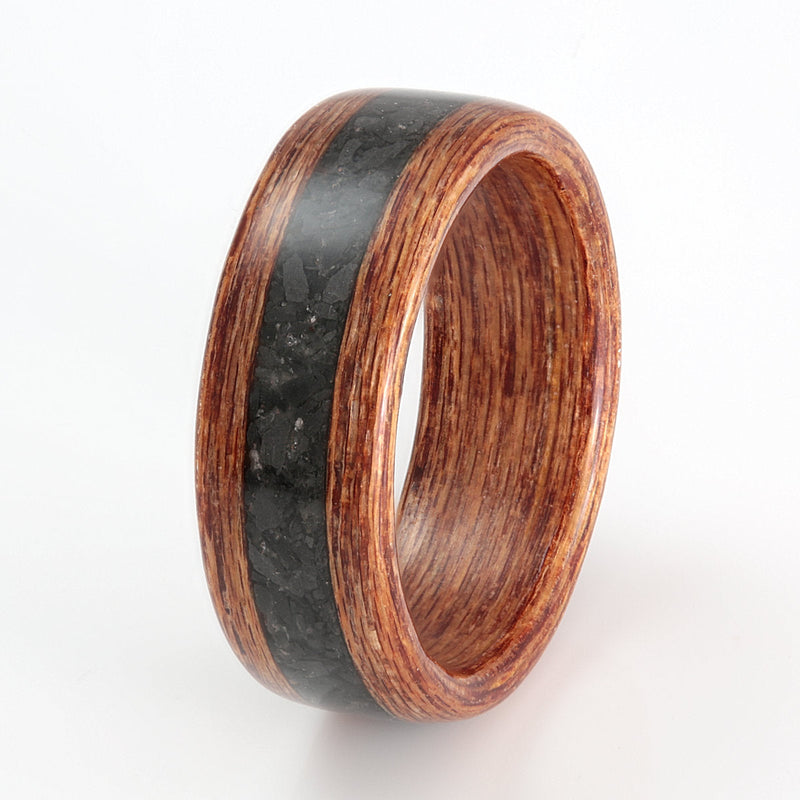 Keruing Ring 7mm with Slate by Eco Wood Rings
