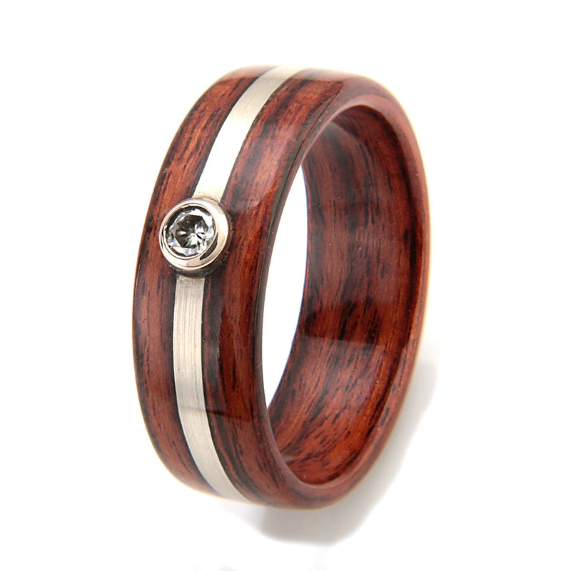 Kingwood with Silver & Moissanite by Eco Wood Rings