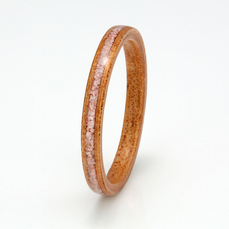 Koa Ring 5mm with Salt Stone by Eco Wood Rings