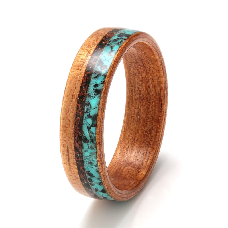 Koa with Turquoise & Sand by Eco Wood Rings
