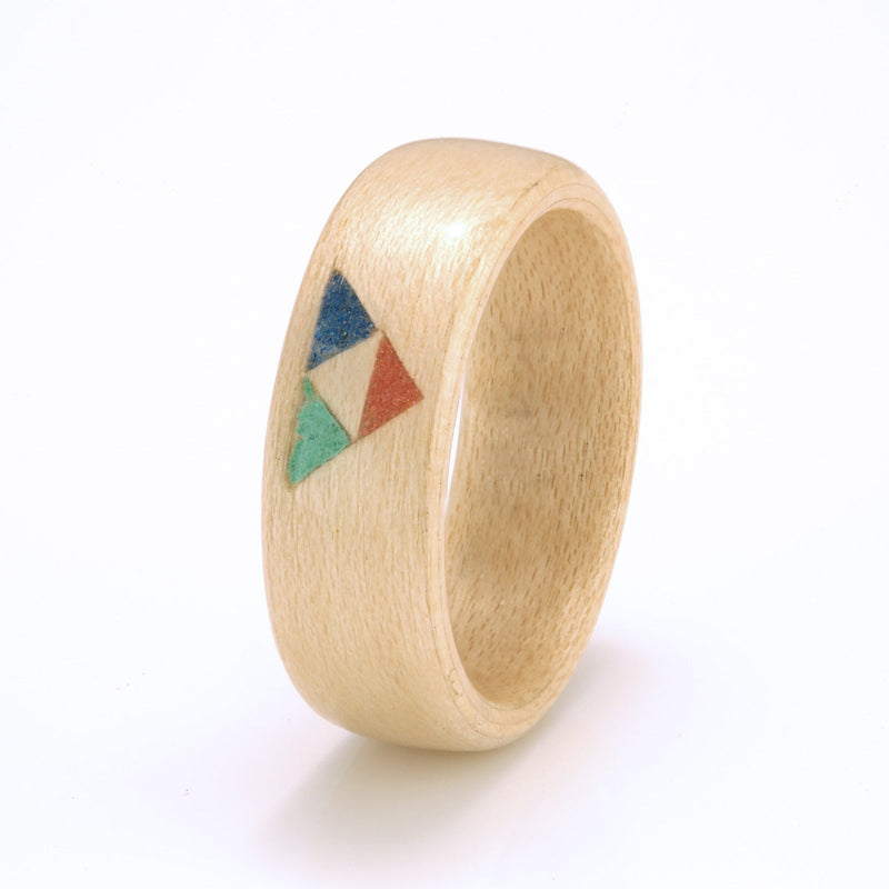Maple with Red Glass, Lapis Lazuli & Malachite by Eco Wood Rings