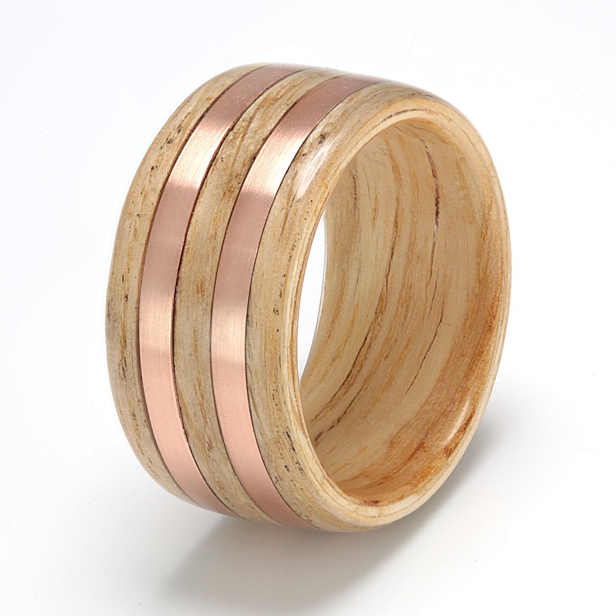 Eco Wood Rings - Oak Wood Ring 10mm with Rose Gold