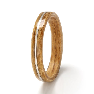 Oak Ring 3mm with Silver by Eco Wood Rings