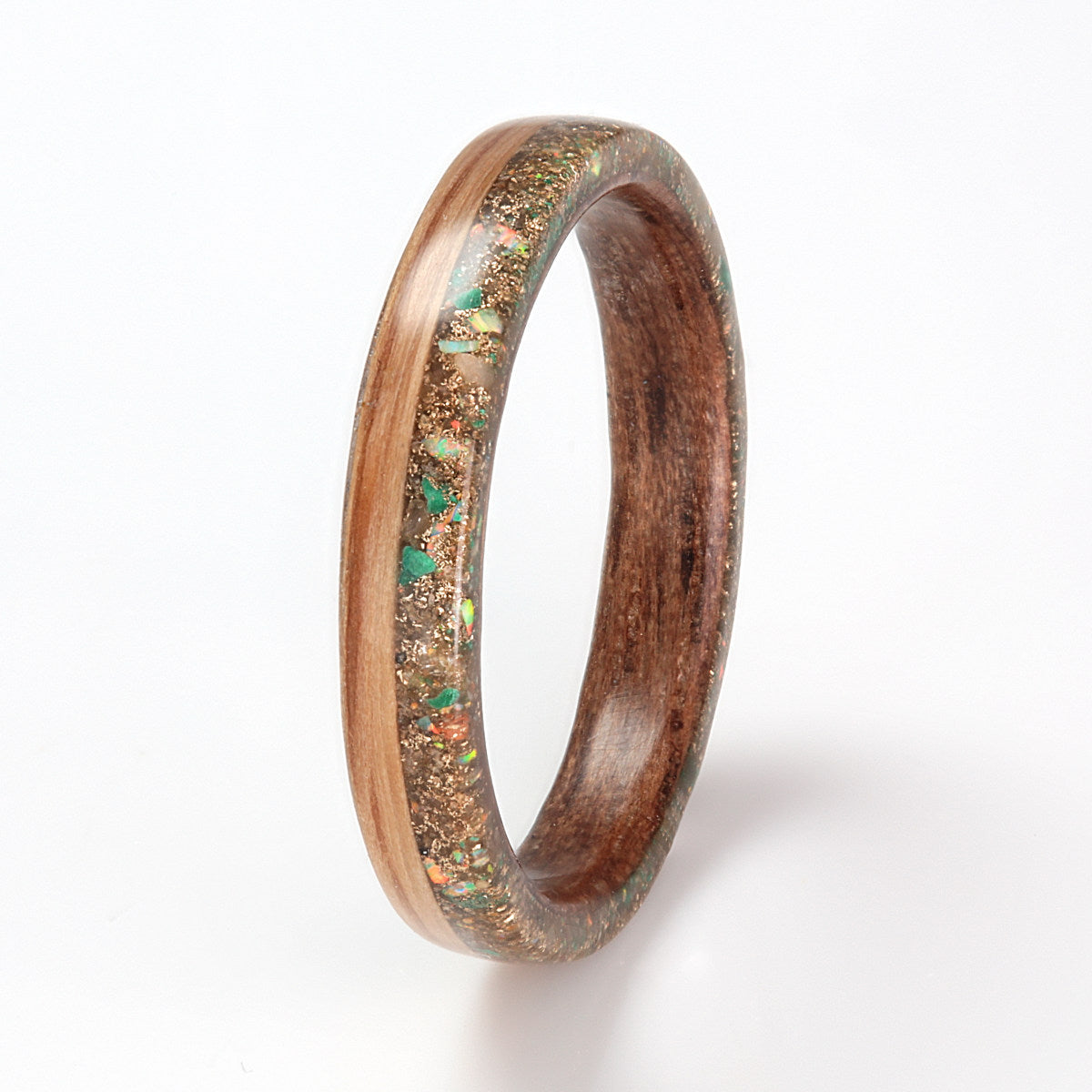 Eco Wood Rings - Oak Wood Ring with Walnut & Mixed Inlay