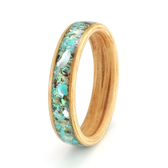 Oak Ring 4mm with Mixed Stone & Shell