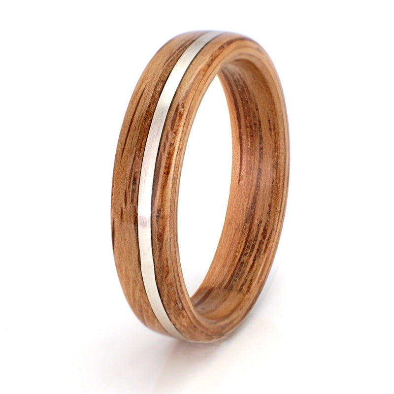 Oak Ring 5mm with Silver by Eco Wood Rings