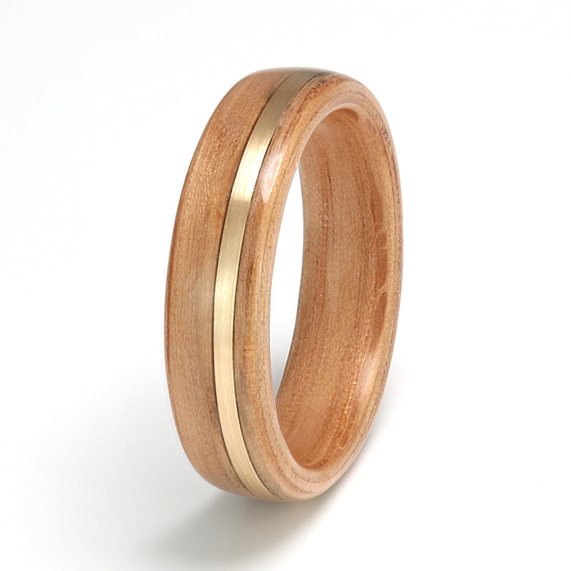 Oak Ring 5mm with Yellow Gold by Eco Wood Rings