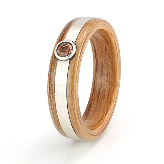 Oak Ring 5mm with Silver & Spessartine Garnet