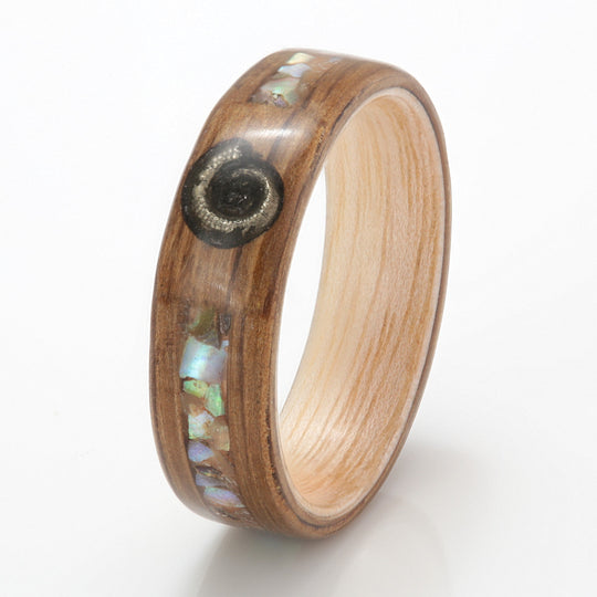 Oak with Ash, Paua Shell & Ammonite