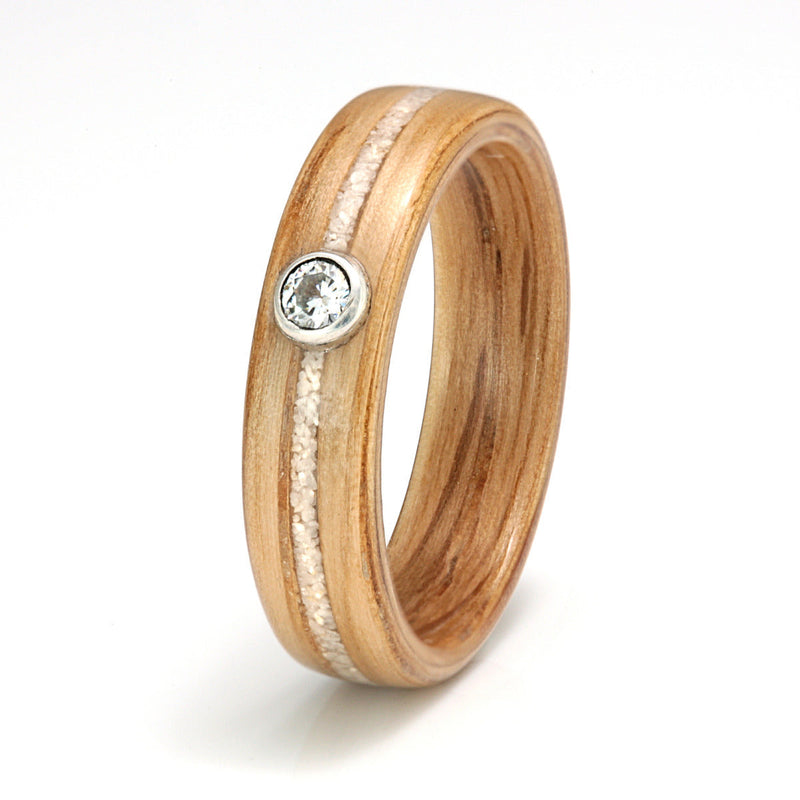 Oak with Stone & Moissanite by Eco Wood Rings
